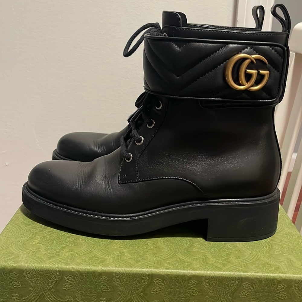 Gucci
Marmont GG Leather Lace-Up Booties
